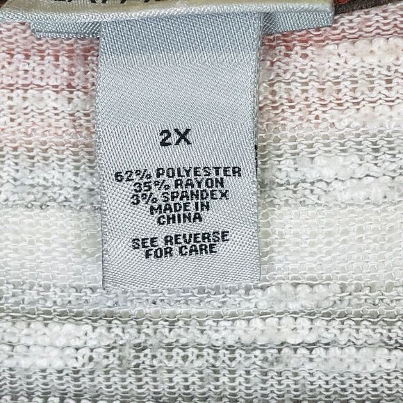 Catherines Brown Olive Ivory Stripe Knit Open Front Sweater Vest Womens 2X - Picture 6 of 6